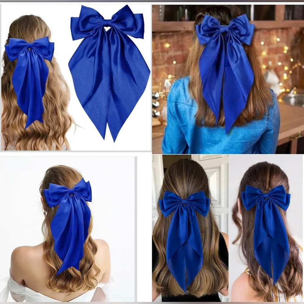 NEW Royal Blue Satin Hair Bow Adult/Youth Size